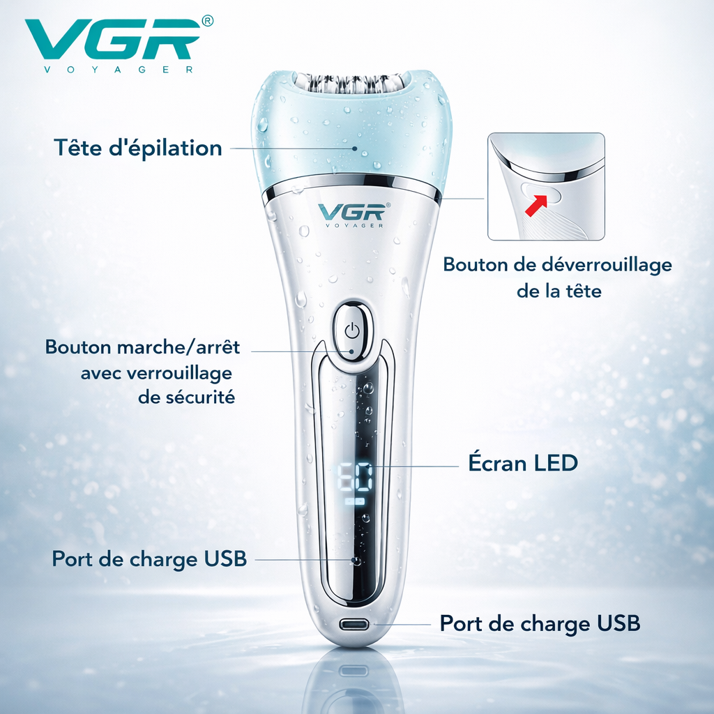 Épilunia™️ Rasage confortable et doux - Épilateur électrique 6 en 1